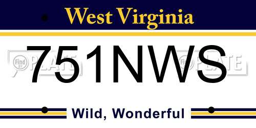 751NWS West Virginia License Plate