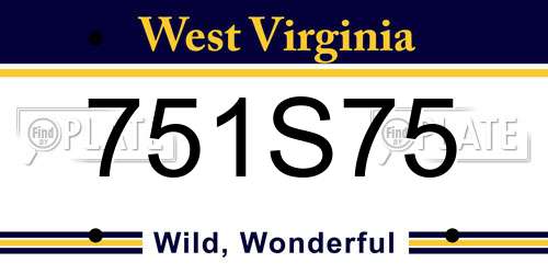 751S75 West Virginia License Plate