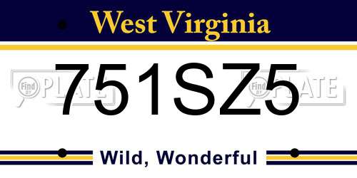 751SZ5 West Virginia License Plate