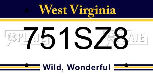 751SZ8 West Virginia License Plate