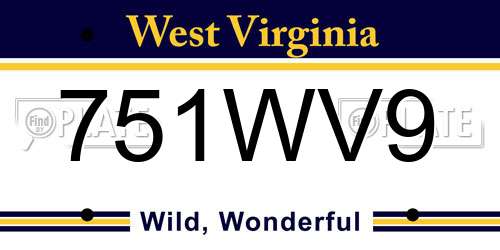 751WV9 West Virginia License Plate