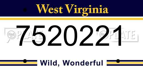 7520221 West Virginia License Plate
