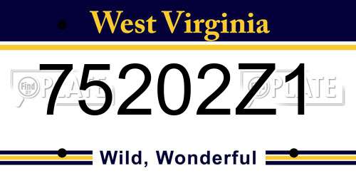 75202Z1 West Virginia License Plate