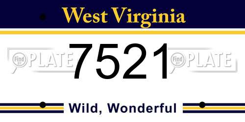 7521 West Virginia License Plate