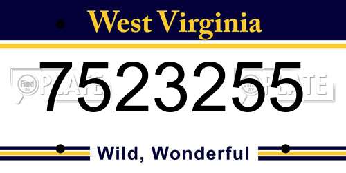 7523255 West Virginia License Plate