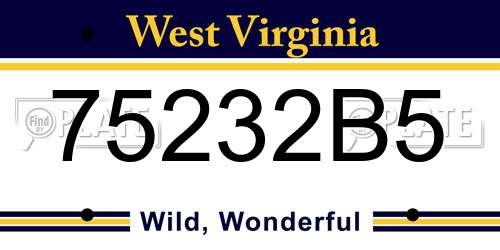 75232B5 West Virginia License Plate