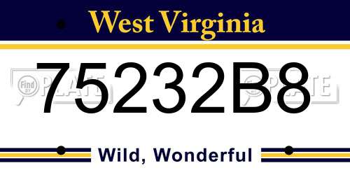 75232B8 West Virginia License Plate