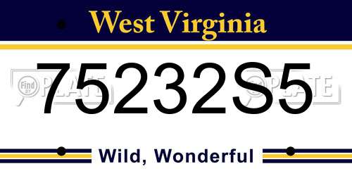75232S5 West Virginia License Plate
