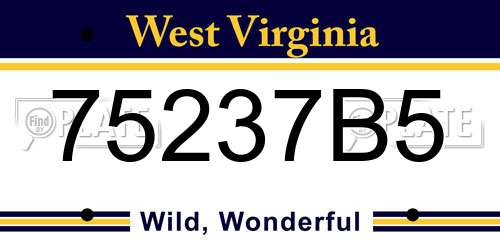 75237B5 West Virginia License Plate