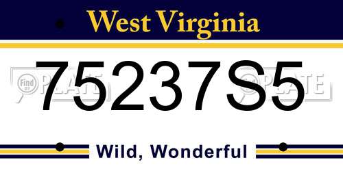 75237S5 West Virginia License Plate