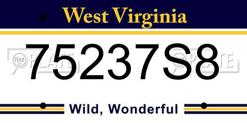 75237S8 West Virginia License Plate