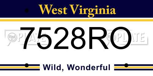 7528RO West Virginia License Plate
