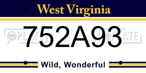 752A93 West Virginia License Plate