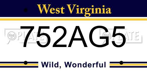 752AG5 West Virginia License Plate
