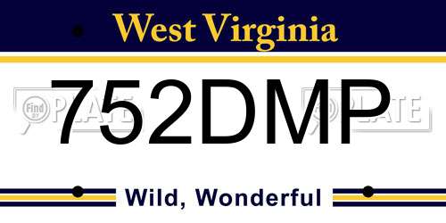 752DMP West Virginia License Plate