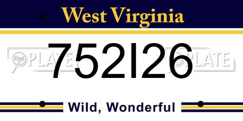 752I26 West Virginia License Plate