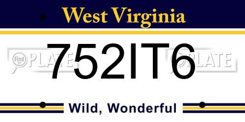 752IT6 West Virginia License Plate