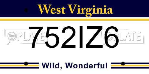 752IZ6 West Virginia License Plate