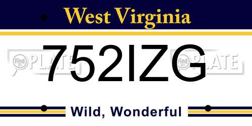 752IZG West Virginia License Plate