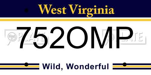 752OMP West Virginia License Plate
