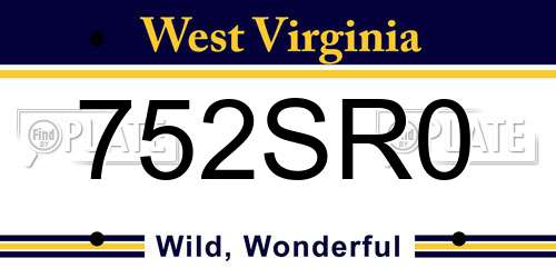 752SR0 West Virginia License Plate