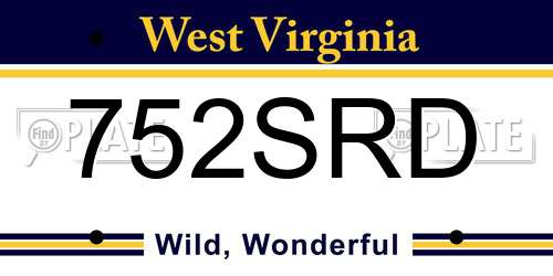 752SRD West Virginia License Plate