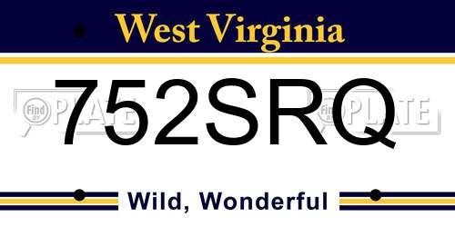 752SRQ West Virginia License Plate