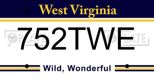 752TWE West Virginia License Plate