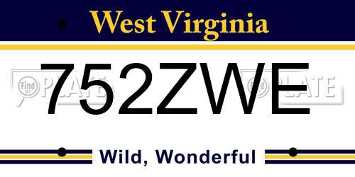 752ZWE West Virginia License Plate