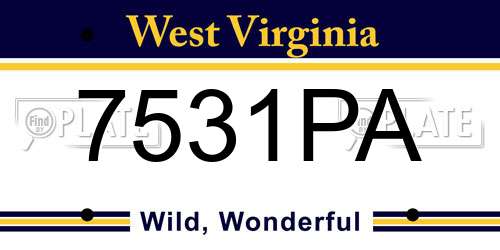 7531PA West Virginia License Plate