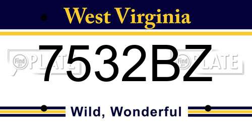 7532BZ West Virginia License Plate