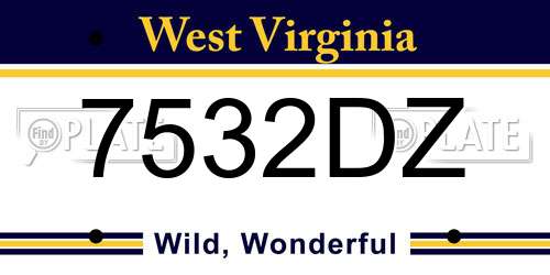 7532DZ West Virginia License Plate