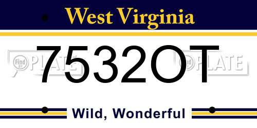 7532OT West Virginia License Plate