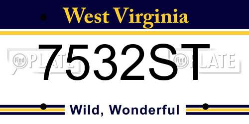 7532ST West Virginia License Plate