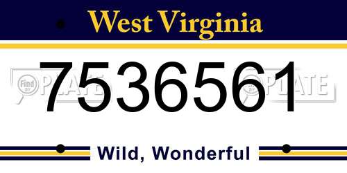 7536561 West Virginia License Plate