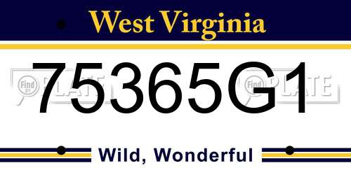 75365G1 West Virginia License Plate