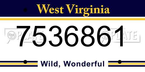 7536861 West Virginia License Plate