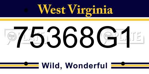 75368G1 West Virginia License Plate