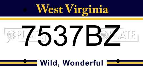 7537BZ West Virginia License Plate