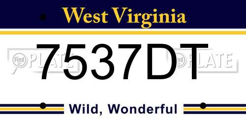 7537DT West Virginia License Plate