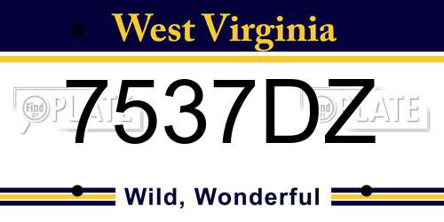 7537DZ West Virginia License Plate