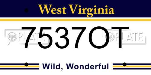 7537OT West Virginia License Plate