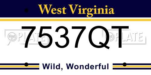 7537QT West Virginia License Plate