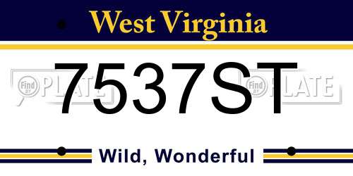 7537ST West Virginia License Plate