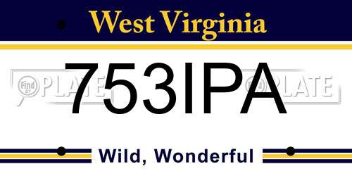753IPA West Virginia License Plate