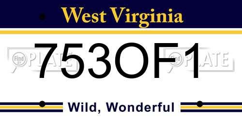753OF1 West Virginia License Plate