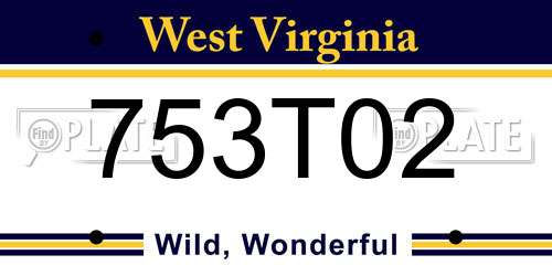 753T02 West Virginia License Plate