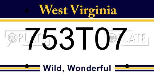 753T07 West Virginia License Plate