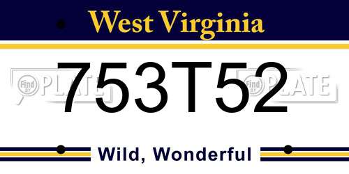 753T52 West Virginia License Plate