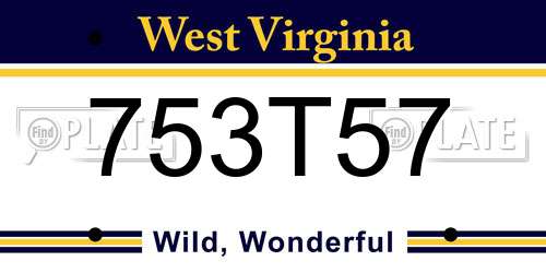 753T57 West Virginia License Plate